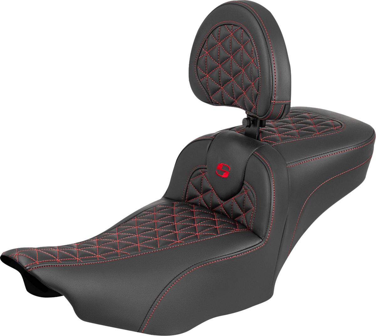 Roadsofa™ Extended Reach Seat - with Backrest - Red Stitch - FLH/FLT '23-'25
