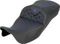 RoadSofa™ Tri Gripper Seat - Extended Reach - Blue Stitch - w/o Backrest - FLH/FLT '08-'25