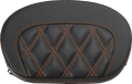 Mini Contour Sissy Bar Pad - Lattice Stitch - Carbon Fiber - Orange Stitch