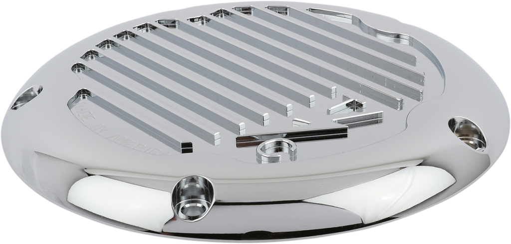 Derby Cover without Gasket - Finned - Chrome - 5 Hole