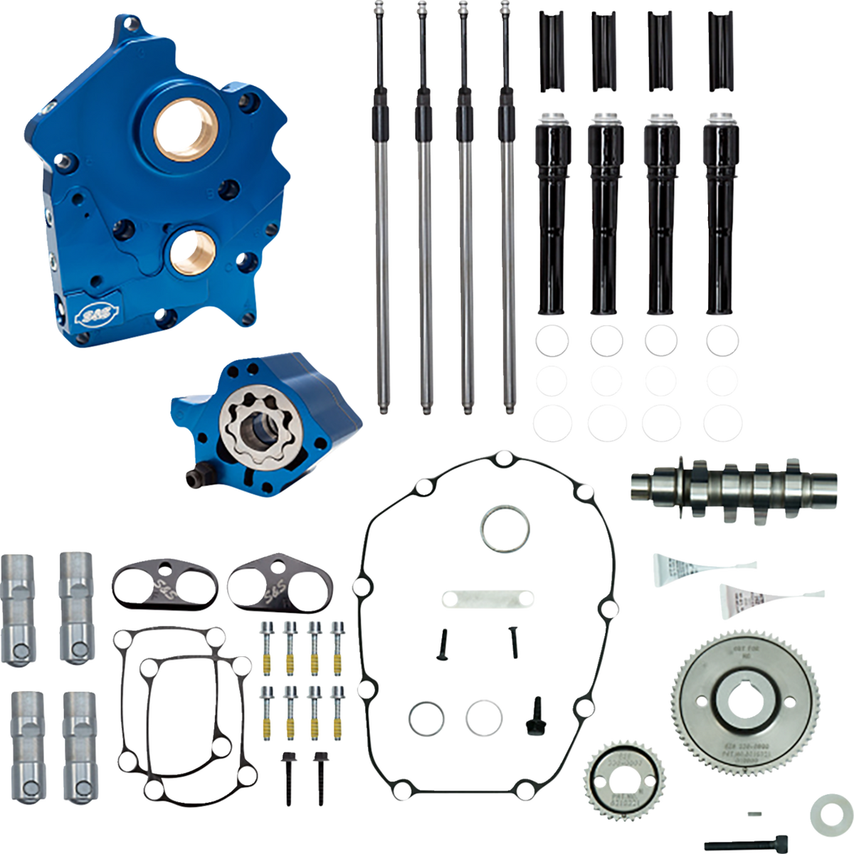 Cam Chest Kit - Water Cooled - Gear Drive - 475 Cam - Black Pushrod Tubes - M8