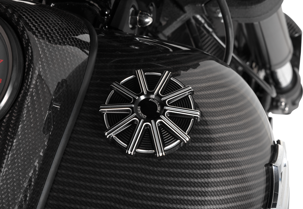 Vented Gas Cap - 10 Gauge - Black Machined Accents