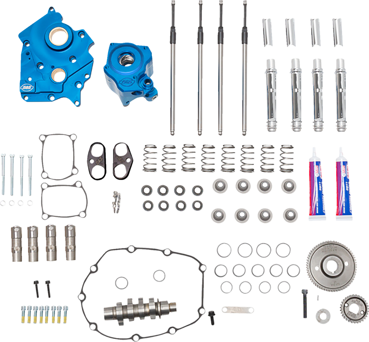 Cam Chest Kit - Water Cooled - Gear Drive - 540 Cam - Chrome Pushrod Tubes - M8