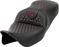 RoadSofa™ Seat - Honeycomb - Red Stitch - without Backrest - FLH/FLT '08-'23