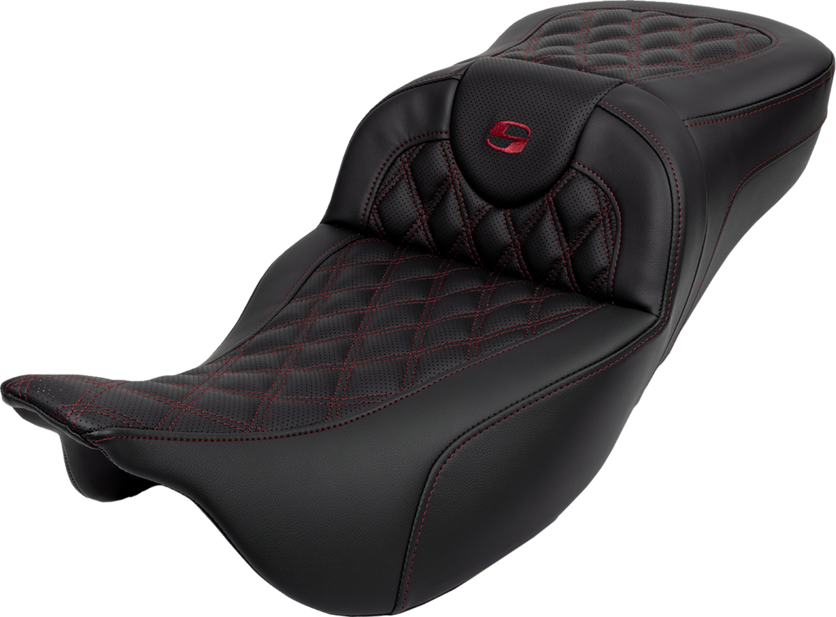 Roadsofa™ Extended Reach Seat - Lattice Stitch - Wine Berry Stitch - with Backrest - FL '08-'24