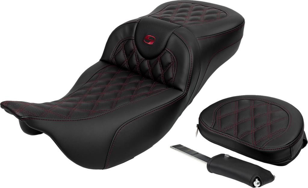 Roadsofa™ Extended Reach Seat - Lattice Stitch - Wine Berry Stitch - with Backrest - FL '08-'24
