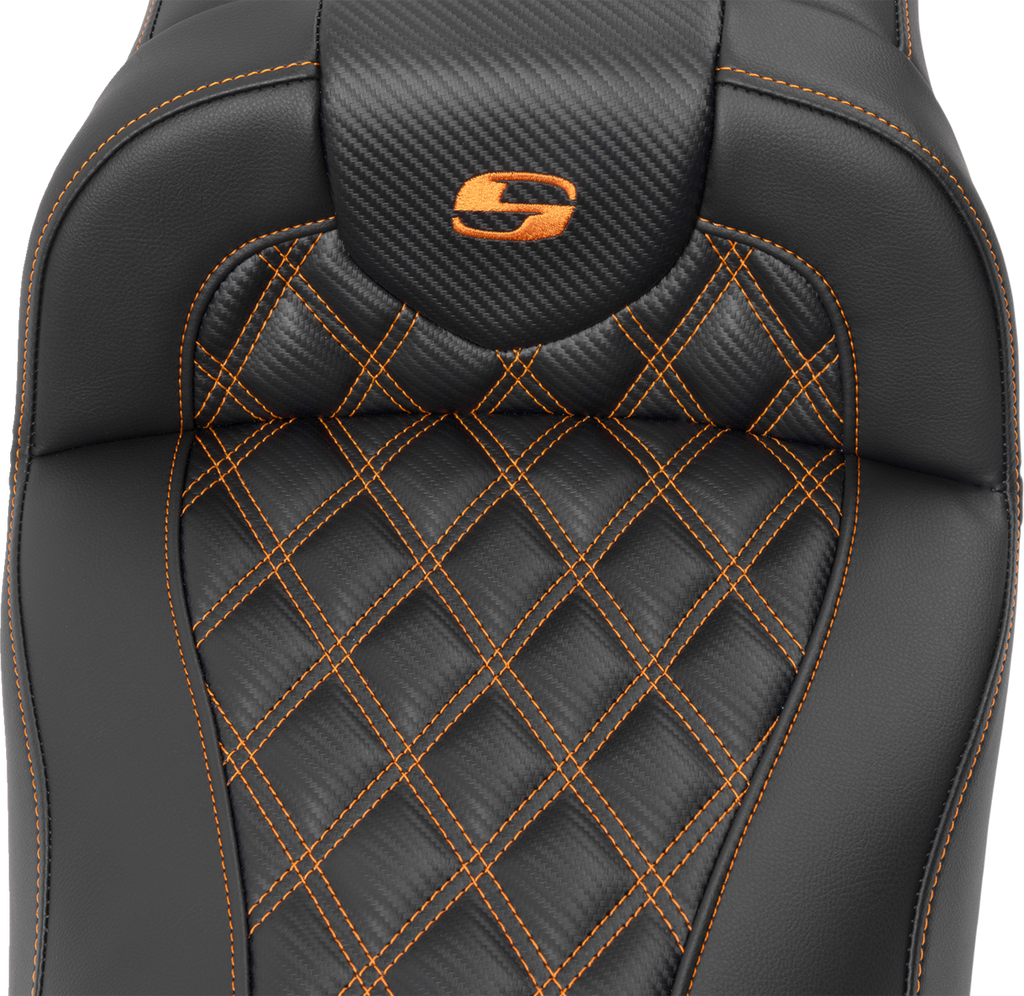 Roadsofa™ Extended Reach Seat - without Backrest - Lattice Stitch - Orange Stitch - FL/FX '23-'24
