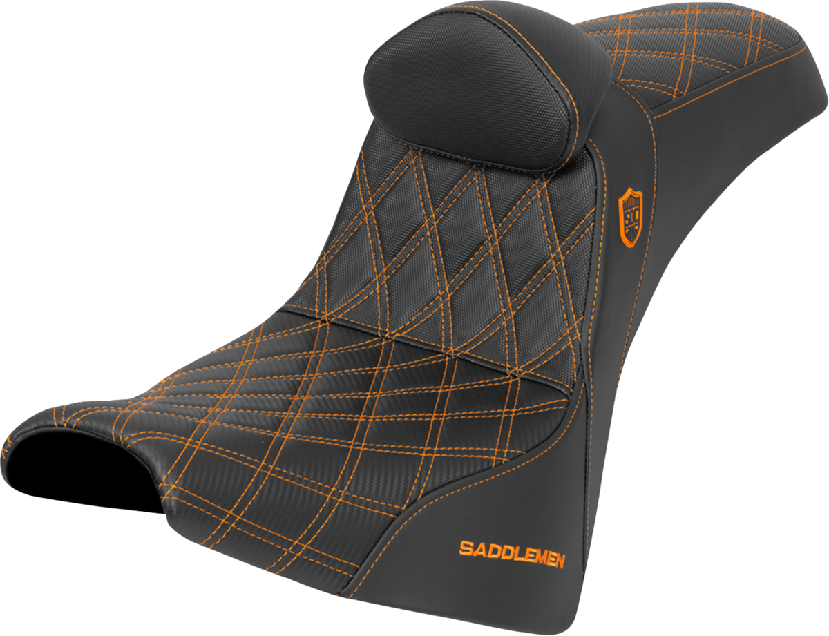 Pro Series SDC Performance Seat - w/ Backrest - Orange Stitch - Gripper - FXBB/FXST '18-'25