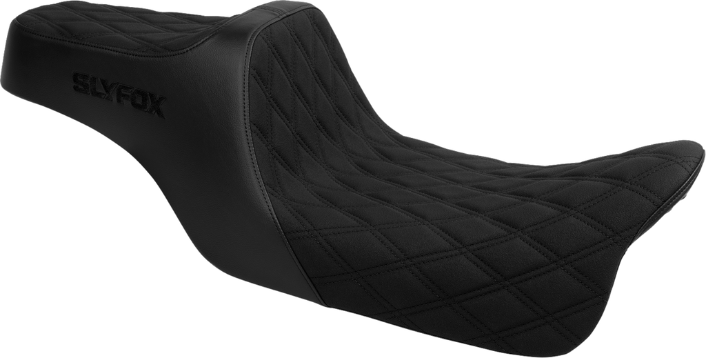 High Noon Seat - Double Diamond - Black Logo - Black Stitch - FLH/FLT '08-'25