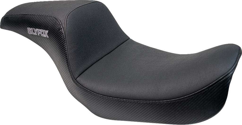 Drifter Seat - Gray Logo - Black Vinyl w/ Slipstop - Carbon Fiber - Dyna '96-'03