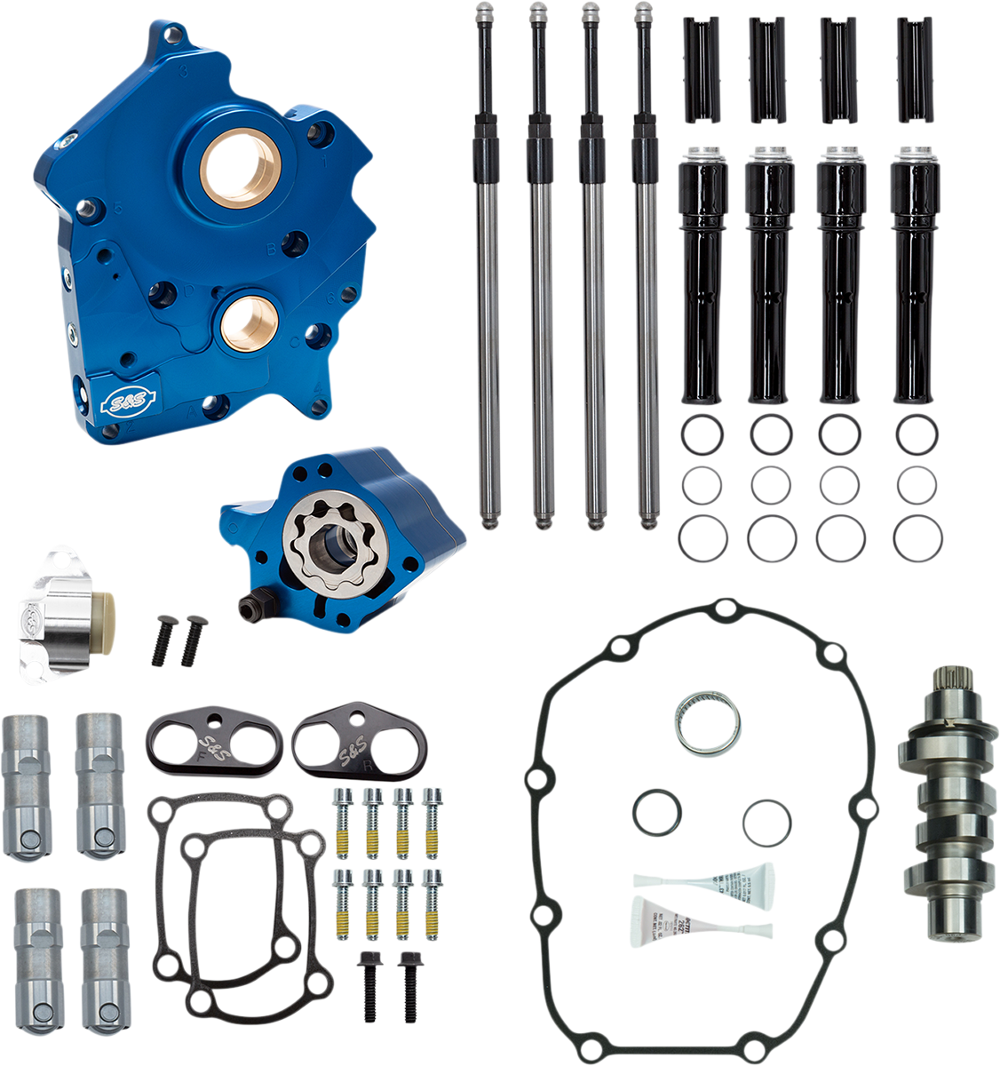 Cam Chest Kit - Water Cooled - Chain Drive - 475 Cam - Black Pushrod Tubes - M8