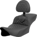 Heated RoadSofa™ Seat - Extended Reach - Honeycomb Stitch - w/ Backrest - FLT/FLH ’23-‘24