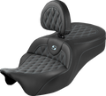 Roadsofa™ King Seat - With Backrest - Lattice Stitch - Silver Stitch - FLH/FLT '08-'25