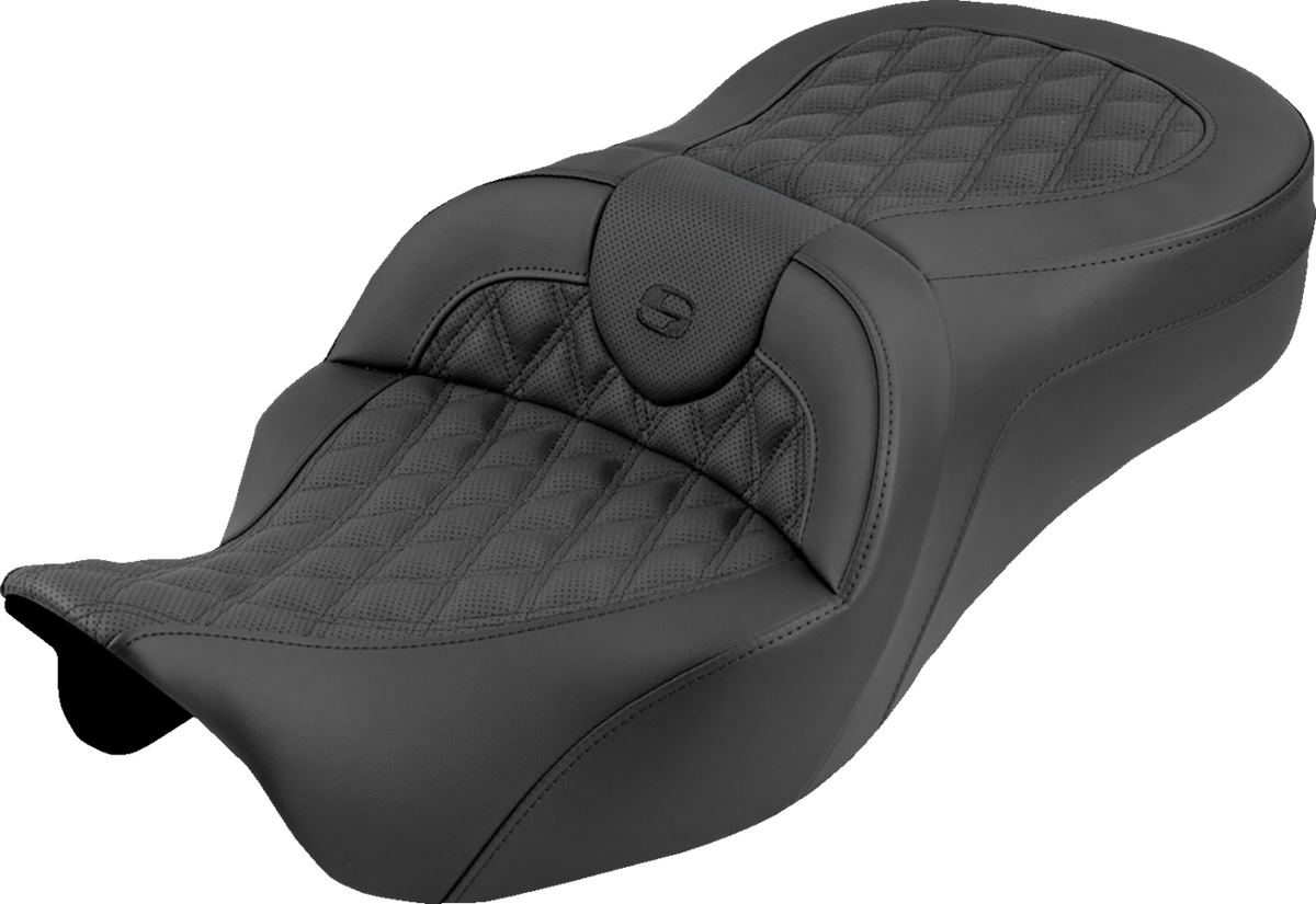 Roadsofa™ King Seat - Without Backrest - Lattice Stitch - Black Stitch - FLH/FLT '08-'25