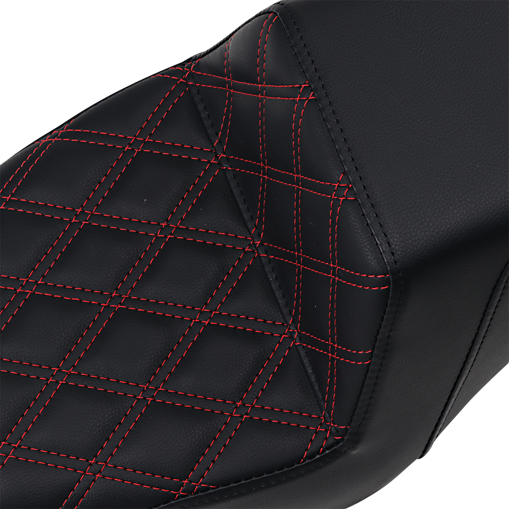Step-Up Seat - Front Lattice Stitch/With Red Stitching - Black - XL