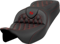 Roadsofa™ Seat - Lattice Stitch - Red Stitch - without Backrest - FLH/FLT '08-'23