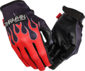 Stealth Leather Palm Flame Gloves - Red - Large