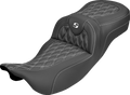 Extended Reach Roadsofa™ Carbon Fiber Seat - Lattice - White Stitch - Without Backrest - FL '08-'25
