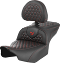 Roadsofa™ Seat - with Backrest - Honeycomb - Red Stitch - FLTR/FLHX '23-'24