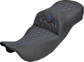 Extended Reach Roadsofa™ Carbon Fiber Seat - Lattice - Blue Stitch - Without Backrest - FL '08-'25