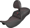 Extended Reach Roadsofa™ Carbon Fiber Seat - Lattice - Red Stitch - With Backrest - FL '08-'25