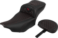 Roadsofa™ Extended Reach Seat - with Backrest - Honeycomb - Red Stitch - FLTR/FLHX '23-'24