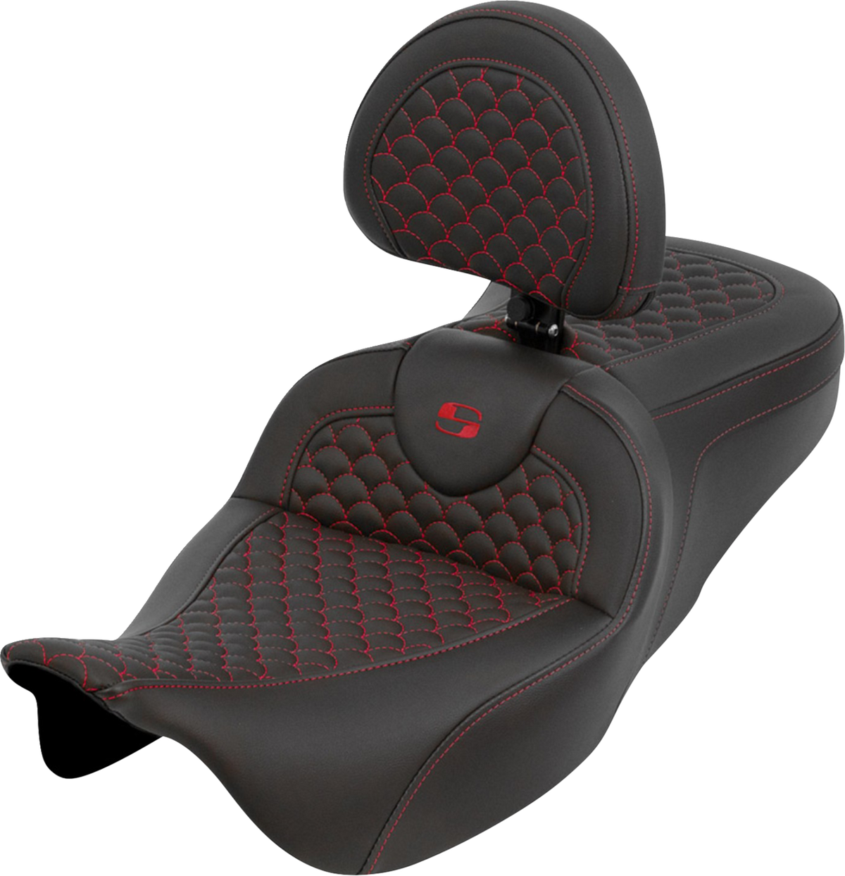 Roadsofa™ Seat - Dragon Scale - Red Stitch - with Backrest - Touring '08-'25
