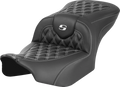 RoadSofa™ Seat - without Backrest - Carbon Fiber - Lattice Stitch - White Stitch - FLTR/FLHX '23-'24