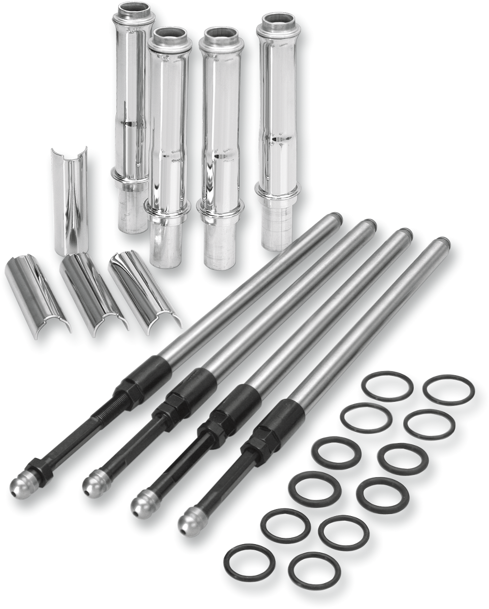 Quickee Pushrod Kit with Chrome Covers - Twin Cam