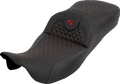 Extended Reach RoadSofa™ Seat - Dragon Scale - w/o Backrest - Red Stitch - FLH/FLT '08-'25