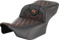 Roadsofa™ Extended Reach Seat - without Backrest - Lattice - Orange Stitch - FLTR/FLHX '23-'24
