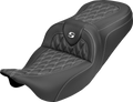 Roadsofa™ Carbon Fiber Seat - Lattice - White Stitch - Without Backrest - FLH/FLT '08-'25