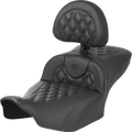 Roadsofa™ Extended Reach Seat - with Backrest - Carbon Fiber - Lattice Stitch - FLTR/FLHX '23-'24