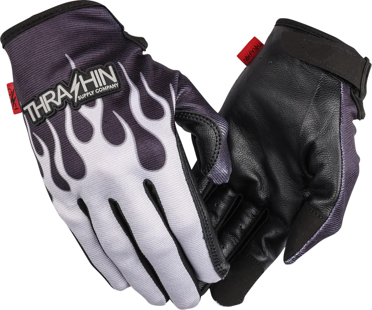 Stealth Leather Palm Flame Gloves - Gray - Large