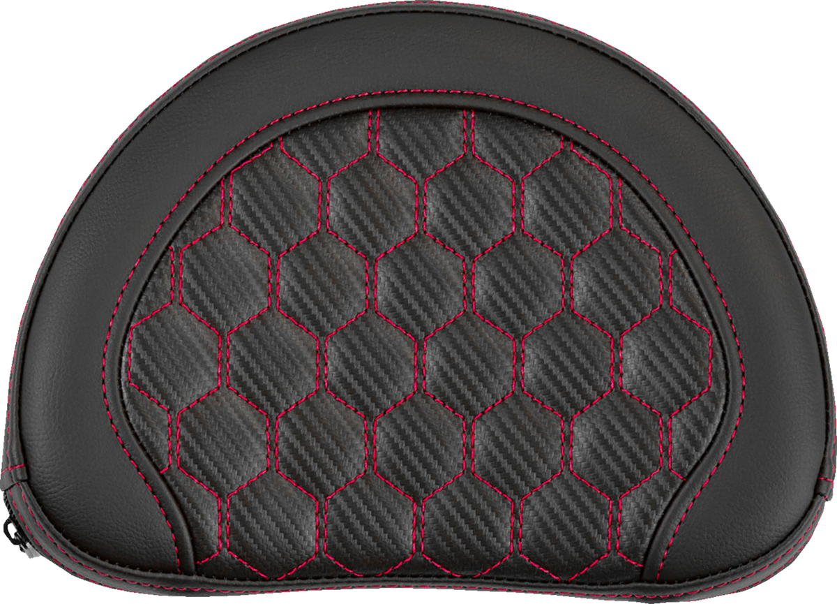 RoadSofa™ Sissy Bar Pad - Honeycomb - Red Stitching