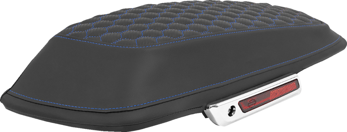 Saddlebag Lid Covers - Honeycomb - Blue Stitch - FLT/FLH '14-'25