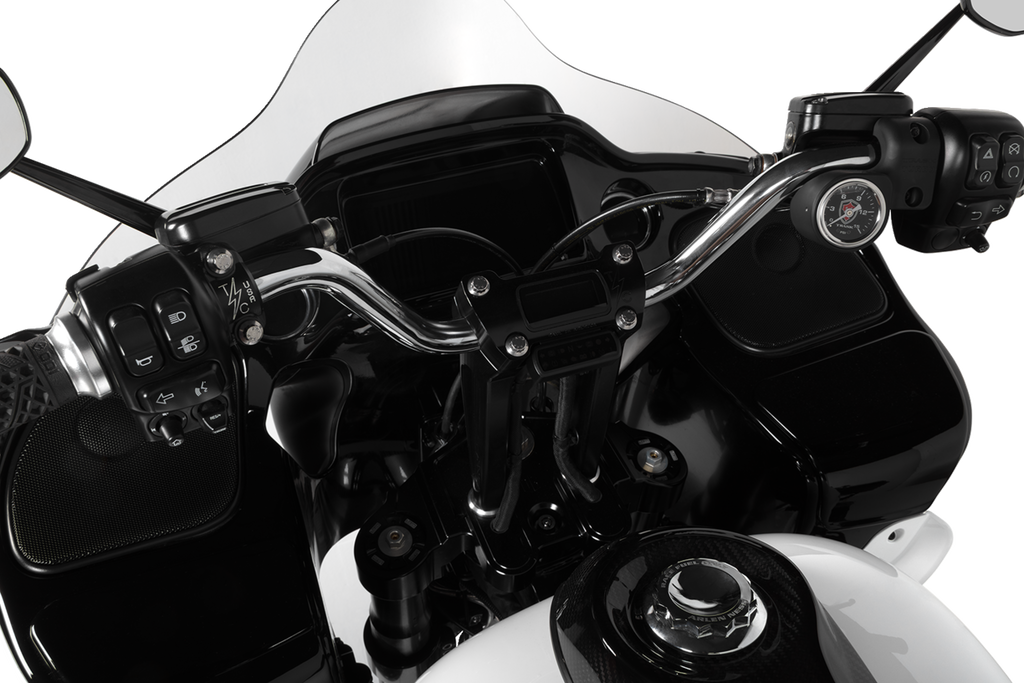 Handlebar Risers - Straight - 8" - Gauge Cutout - Black