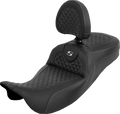 Extended Reach Roadsofa™ Seat - Dragon Scale - Silver Stitch - with Backrest - Touring '08-'25