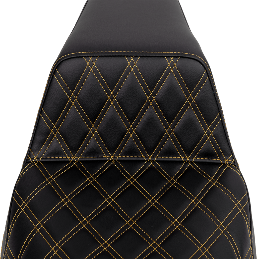 Step-Up Seat - Front Lattice Stitch - Gold Stitch - FLH/FLT '08-'23