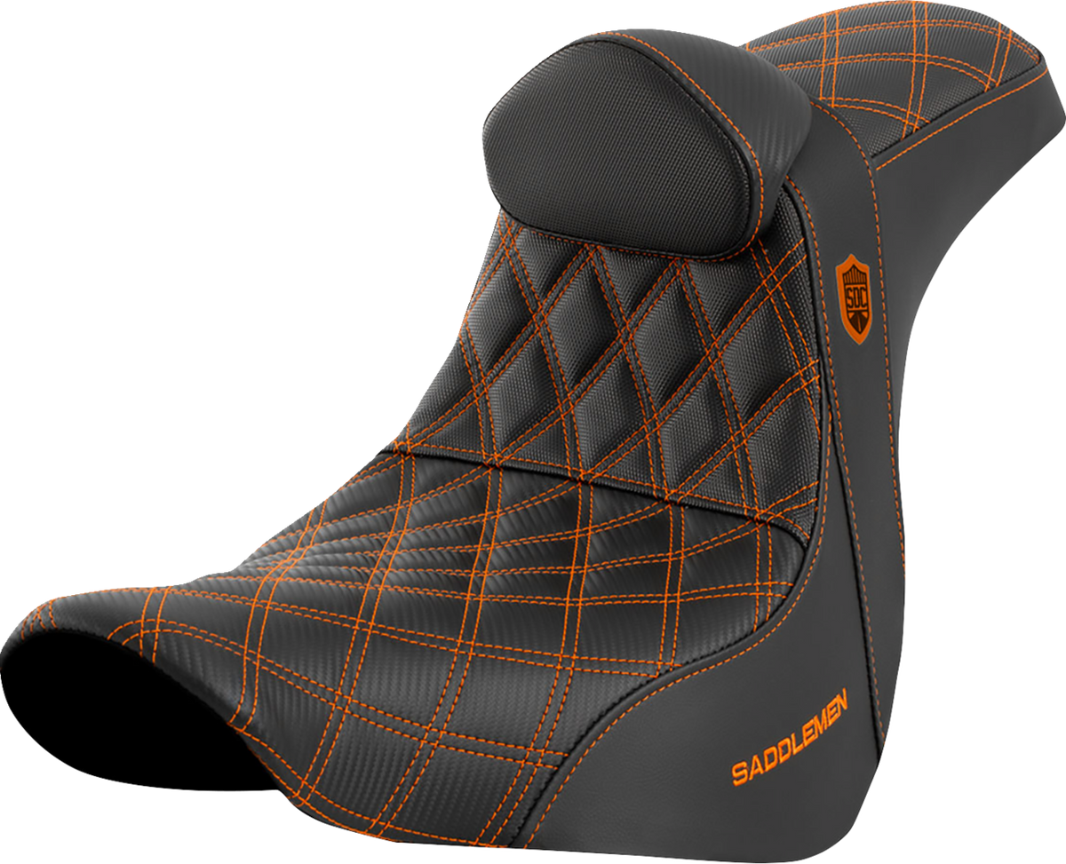 Pro Series SDC Performance Seat - w/ Backrest - Orange Stitch - FL/FX '18-'23