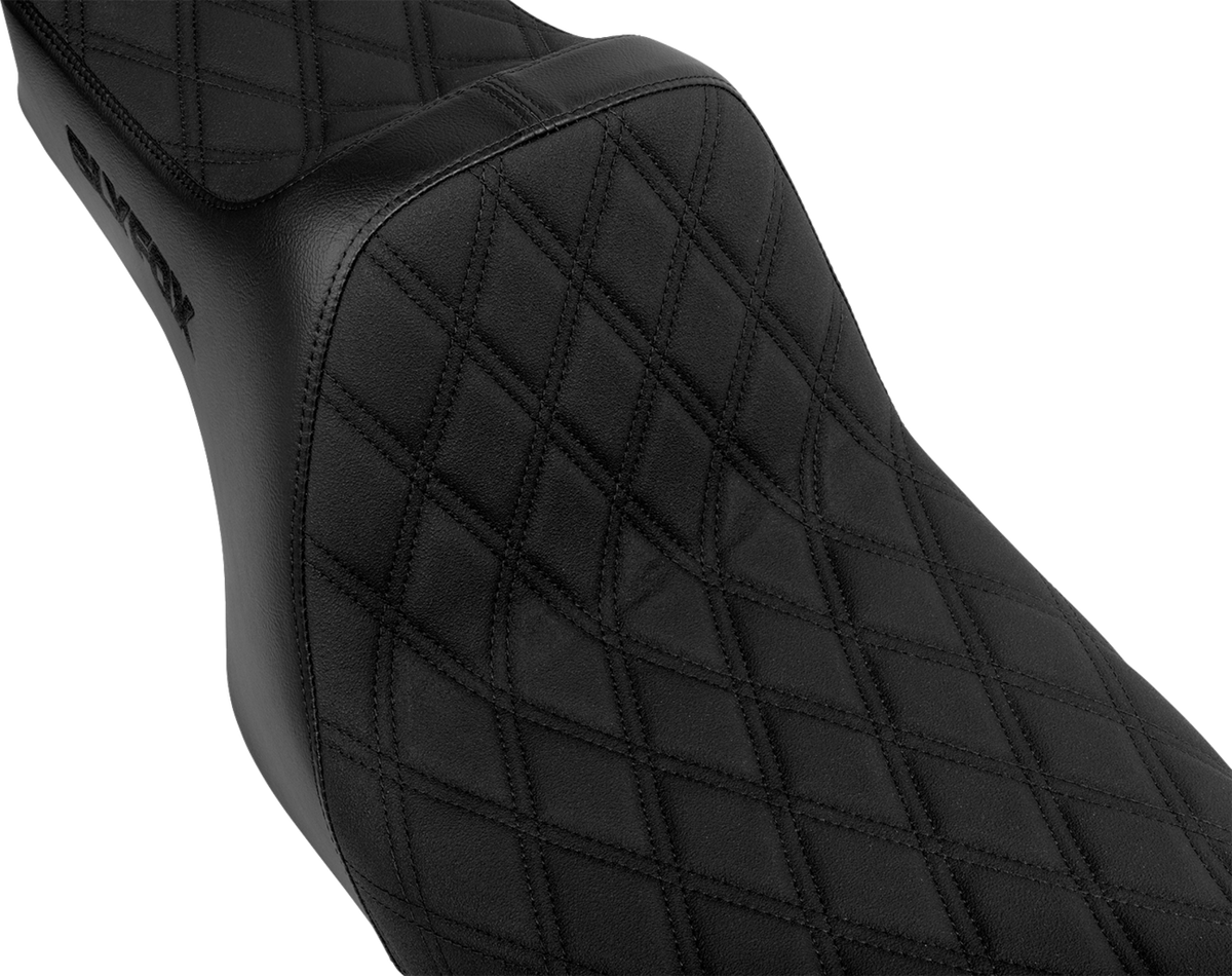 High Noon Seat - Double Diamond - Black Logo - Black Stitch - FLH/FLT '97-'07