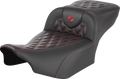 Roadsofa™ Extended Reach Seat - without Backrest - Lattice Stitch - Red Stitch - FLTR/FLHX '23-'24