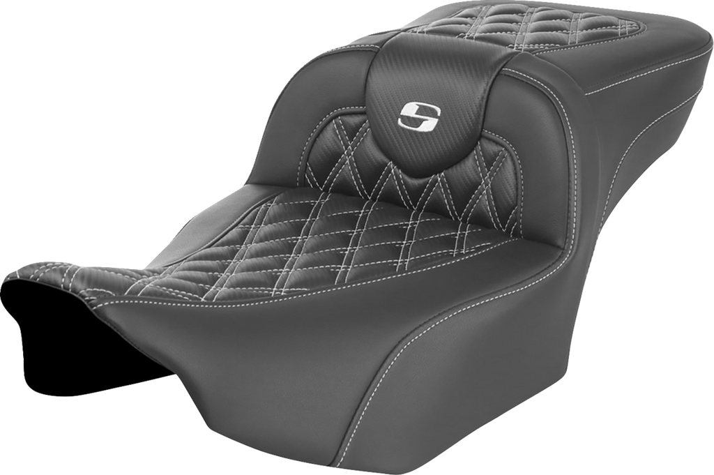 Roadsofa™ Extended Reach Seat - without Backrest - Lattice Stitch - White Stitch - FLTR/FLHX '23-'24
