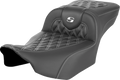 Roadsofa™ Extended Reach Seat - without Backrest - Lattice Stitch - White Stitch - FLTR/FLHX '23-'24