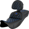 Roadsofa™ Extended Reach Seat - Lattice Stitch - Blue Stitch - with Backrest - FL '08-'24