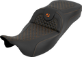 Extended Reach RoadSofa™ Seat - Dragon Scale - w/o Backrest - Orange Stitch - FLH/FLT '08-'25