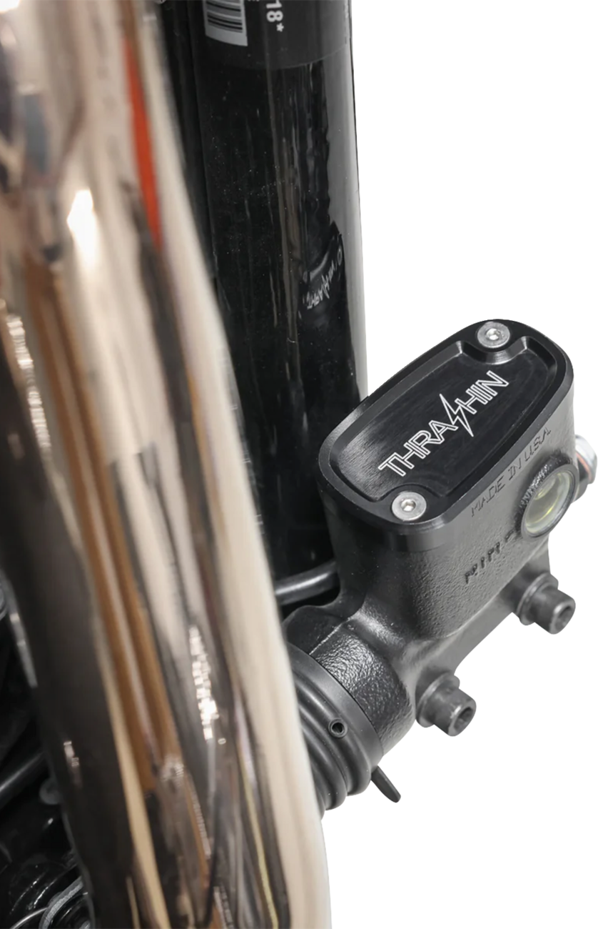 Brake Reservoir Cap - Rear - Black - Twice Cut - '18+ Softail
