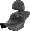 Roadsofa™ Extended Reach Seat - with Backrest - Lattice Stitch - Gray Stitch - FLTR/FLHX '23-'24
