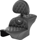 RoadSofa™ Seat - with Backrest - Lattice Stitch - White Stitch - FLTR/FLHX '23-'24