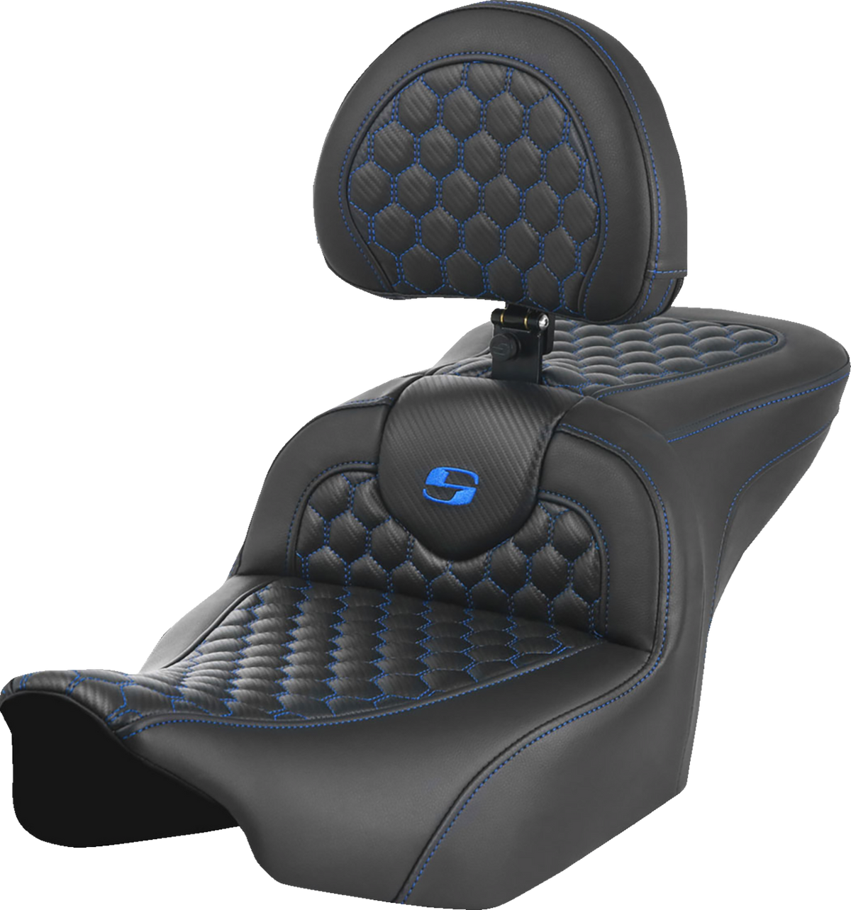 Roadsofa™ Seat - with Backrest - Honeycomb - Blue Stitch - FLTR/FLHX '23-'24